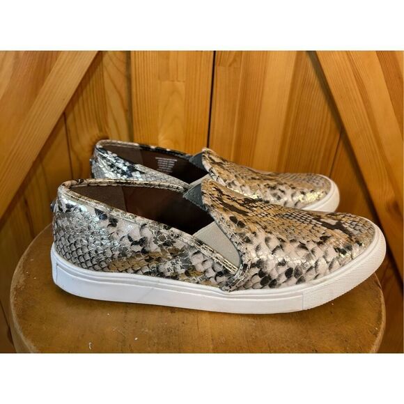 Steve Madden Womens Safary Fabric Faux Snakeskin Rubber Sole Slip Ons 9.5 - Picture 1 of 8